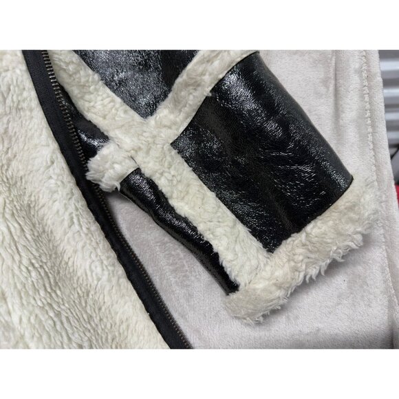 ASOS Oversized Parka In Cracked Vinyl With Borg US SIZE 10 - Picture 16 of 16